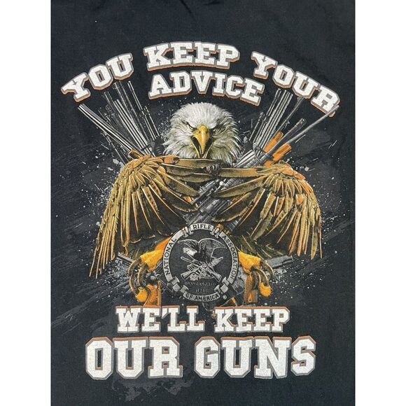 NRA We'll Keep Our Guns Eagle Graphic T-shirt Men Large Black Short Sleeve - Picture 2 of 6
